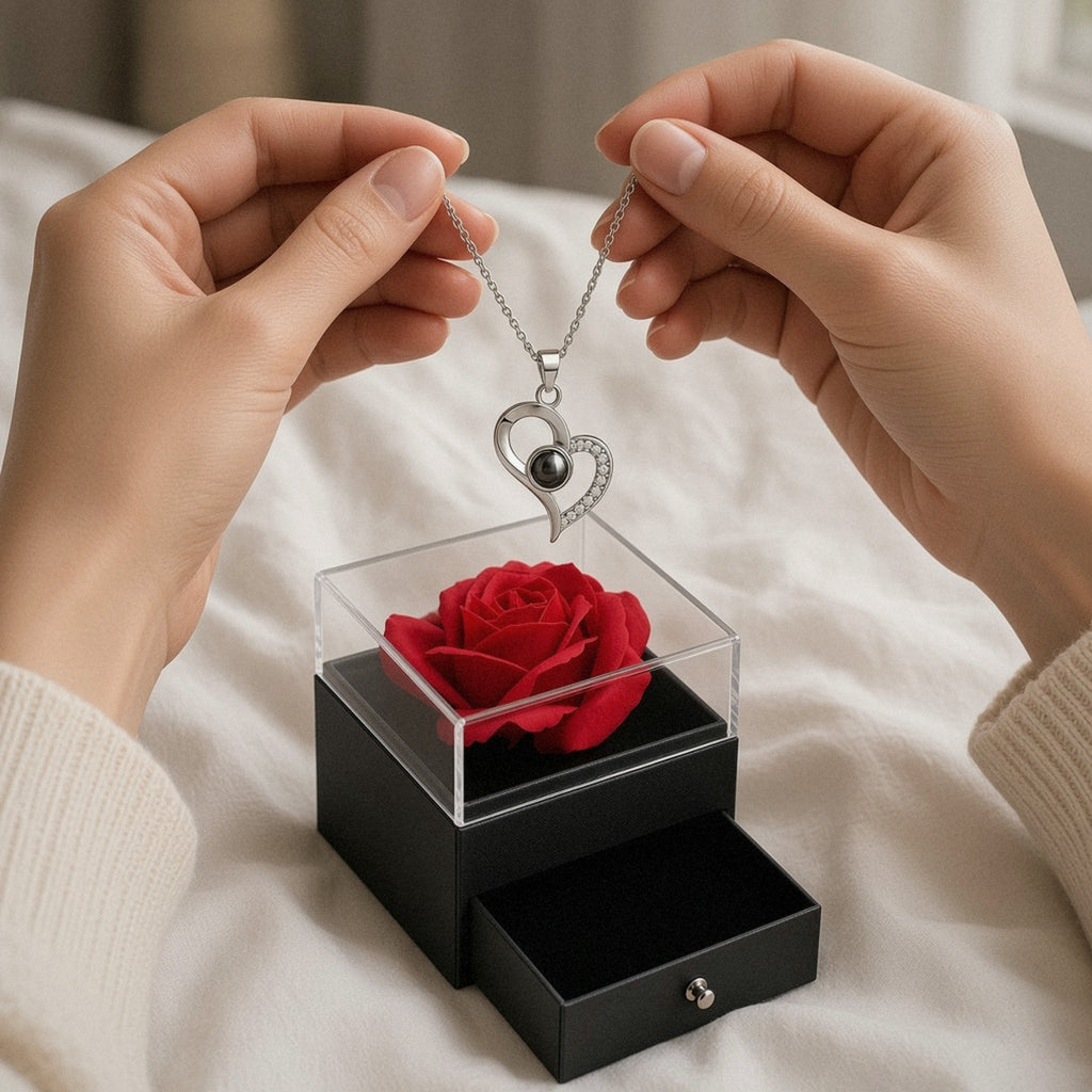 Hartketting wordt uit de rozendoos gehaald op bed